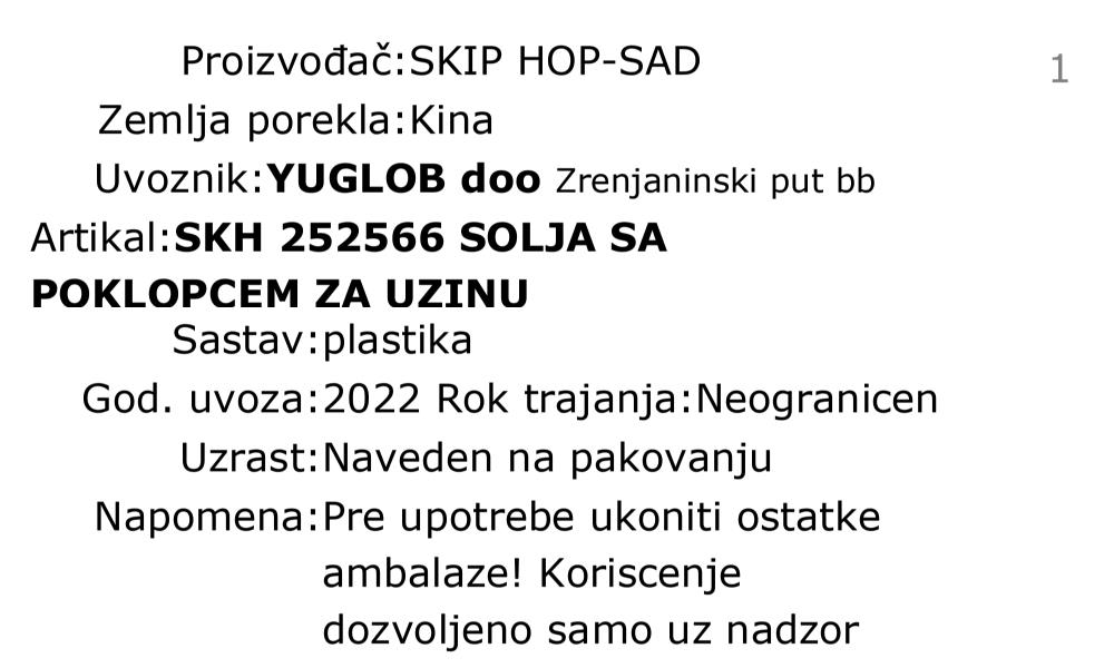 Skip Hop zoo šolja sa poklopcem za užinu - jednorog 252566 deklaracija